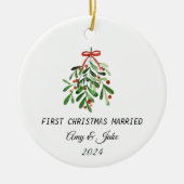 Weihnachten für kundenspezifische Foto verheiratet Keramik Ornament (Vorne)