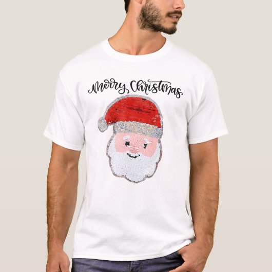 Weihnachten für Mädchen und Jungen Gedreht Sequin T-Shirt (Vorderseite)