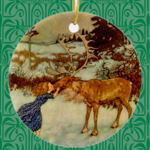 Weihnachten für Mädchen und Rentiere 🎄 Keramik Ornament