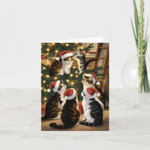 Weihnachten für niedliche Vintage Katzen Karte