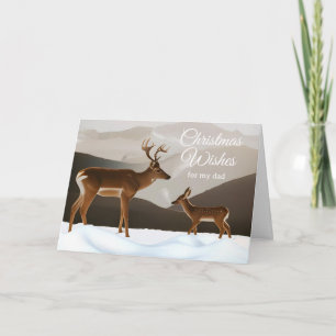 Weihnachten für Papa Hirsch in einer Winterlandsch Karte