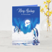 Weihnachten, Für Sie und Ihre, Pinguine Nordlicht Karte (Gelbe Blume)