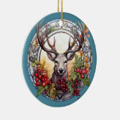 Weihnachten für Vater Hirsche Kopf Antler Red Blue Keramik Ornament (Rechts)