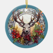 Weihnachten für Vater Hirsche Kopf Antler Red Blue Keramik Ornament (Vorne)