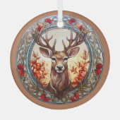 Weihnachten für Vater Hirsche Kopf Antler Red Blue Ornament Aus Glas (Vorderseite)