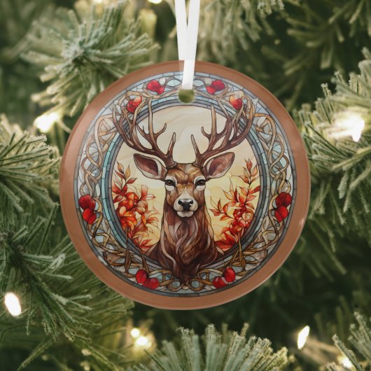Weihnachten für Vater Hirsche Kopf Antler Red Blue Ornament Aus Glas (InSitu)