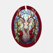 Weihnachten für Vater Hirsche Kopf Antler Red Blue Ornament Aus Metall (Vorderseite links)