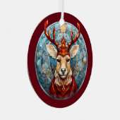 Weihnachten für Vater Hirsche Kopf Antler Red Blue Ornament Aus Metall (Vorderseite Rechts)