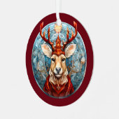 Weihnachten für Vater Hirsche Kopf Antler Red Blue Ornament Aus Metall (Vorderseite links)