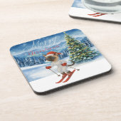 Weihnachten für Weihnachten Katze Liebhaber Schnee Getränkeuntersetzer (Linke Seite)