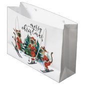 Weihnachten für Weihnachten Katze Liebhaber Schnee Große Geschenktüte (Vorderseite Schrägansicht)