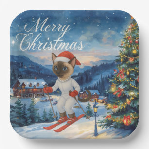 Weihnachten für Weihnachten Katze Liebhaber Schnee Pappteller