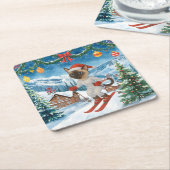 Weihnachten für Weihnachten Katze Liebhaber Schnee Rechteckiger Pappuntersetzer (angewinkelt)