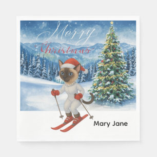 Weihnachten für Weihnachten Katze Liebhaber Schnee Serviette