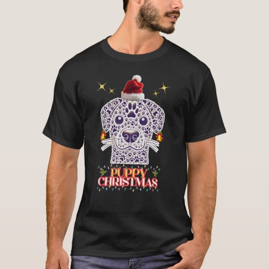 Weihnachten für Welpen - festes Hundebau T-Shirt (Vorderseite)