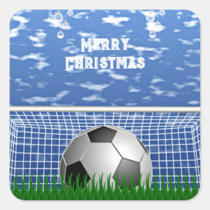 Weihnachten - Fußball und Netz, Quadratischer Aufkleber