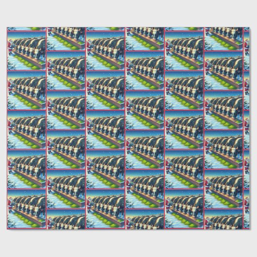 Weihnachten Fütternd seine Kühe Geschenkpapier (Flach)