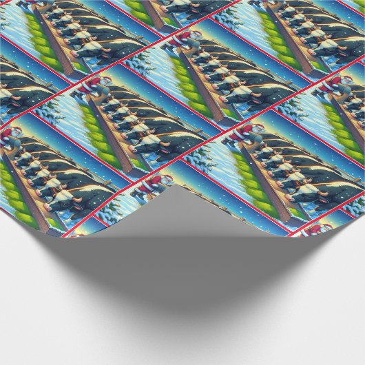 Weihnachten Fütternd seine Kühe Geschenkpapier (Ecke)