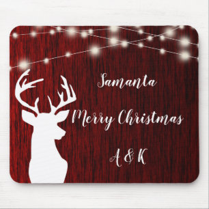 Weihnachten, Garland, Hirschkopf, personalisiert Mousepad