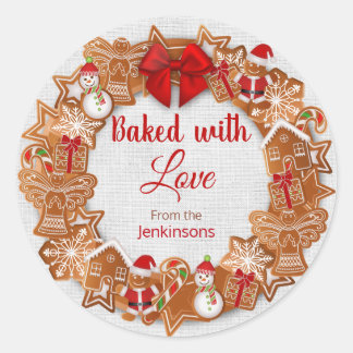 Weihnachten - gebacken mit Liebe Runder Aufkleber