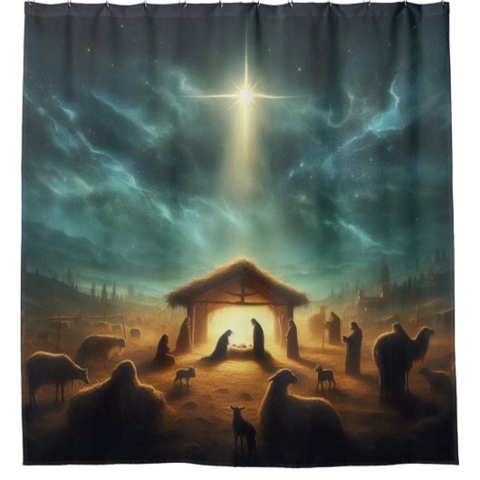 Weihnachten/Geburt/Jesus Duschvorhang (Vorderseite)