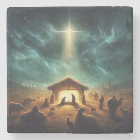 Weihnachten/Geburt/Jesus Steinuntersetzer (Vorderseite)
