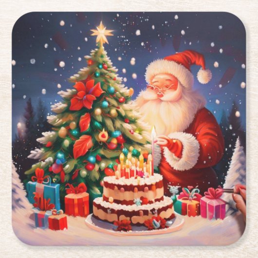 Weihnachten Geburtstag 10 Rechteckiger Pappuntersetzer (Vorderseite)