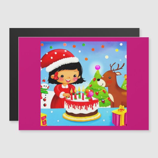 Weihnachten - Geburtstag 7 Magnetkarte (Vorne/Hinten)