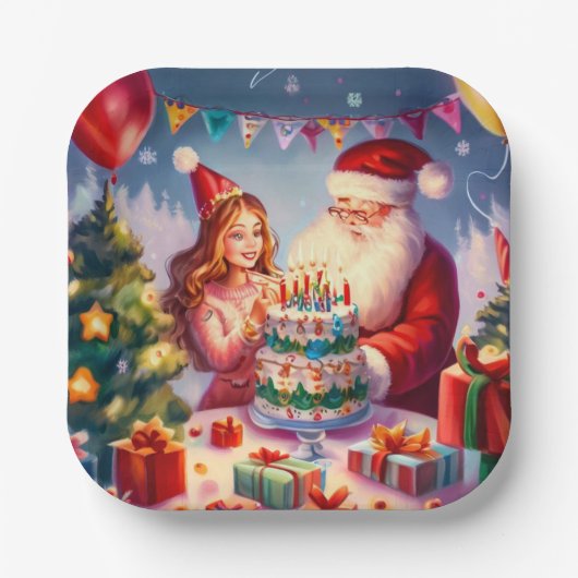 Weihnachten - Geburtstag 8 Pappteller (Vorderseite)