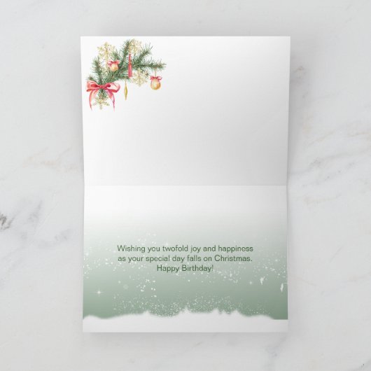 Weihnachten Geburtstag, Baum mit Bauern, Geschenke (Innenseite)