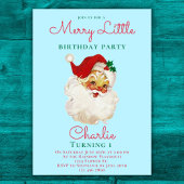 Weihnachten Geburtstag Einladung Blau Vintag Santa