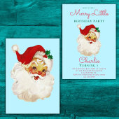 Weihnachten Geburtstag Einladung Blau Vintag Santa