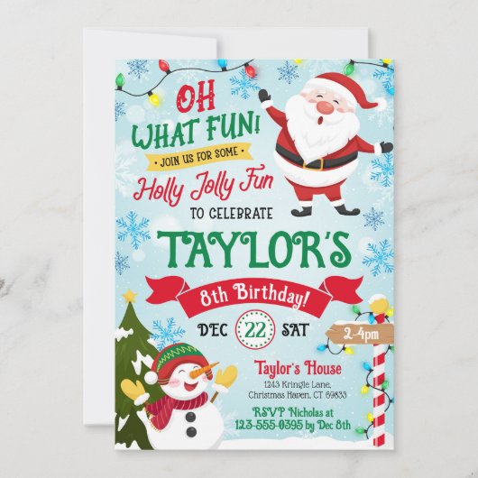 Weihnachten Geburtstag Einladung Kinder (Vorderseite)