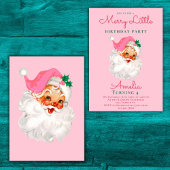 Weihnachten Geburtstag Einladung Pink Vintag Santa