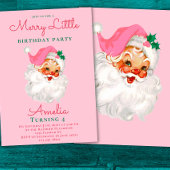 Weihnachten Geburtstag Einladung Pink Vintag Santa