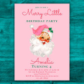 Weihnachten Geburtstag Einladung Pink Vintag Santa