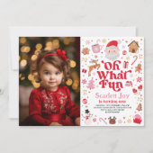 Weihnachten Geburtstag Oh was Spaß Mädchen Geburts Einladung (Vorderseite)
