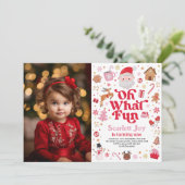 Weihnachten Geburtstag Oh was Spaß Mädchen Geburts Einladung (Stehend Vorderseite)