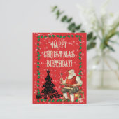 Weihnachten Geburtstag Weihnachtsmann Schwarzer Ba Postkarte (Stehend Vorderseite)