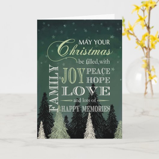 Weihnachten gefüllt mit Freude Peace Hope Liebe Karte (Gelbe Blume)