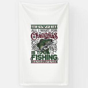 Weihnachten Geh Angeln Fisch Weihnachtsmann Hut Li Banner