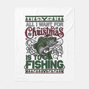 Weihnachten Geh Angeln Fisch Weihnachtsmann Hut Li Fleecedecke