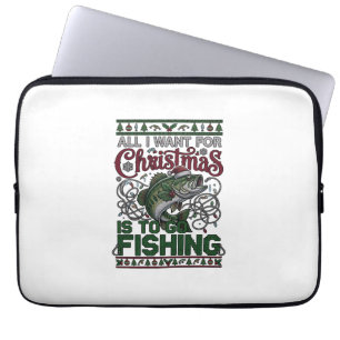 Weihnachten Geh Angeln Fisch Weihnachtsmann Hut Li Laptopschutzhülle