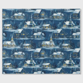 Weihnachten Gemütlich Winterdorf Geschenkpapier (Flach)