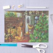 Weihnachten, gemütliche Blockhütte mit Kamin Seidenpapier (Handwerk)