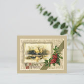 Weihnachten, Gerahmte Winterszene Feiertagspostkarte (Stehend Vorderseite)