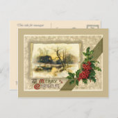 Weihnachten, Gerahmte Winterszene Feiertagspostkarte (Vorne/Hinten)