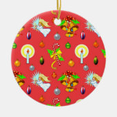 Weihnachten - Gesang-Engel u. goldene Bell Keramikornament (Vorne)