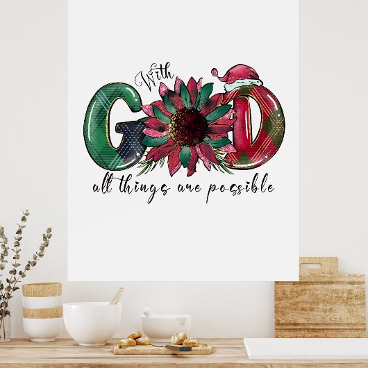 Weihnachten Geschenk mit Gott alles ist möglich Poster (Küche)