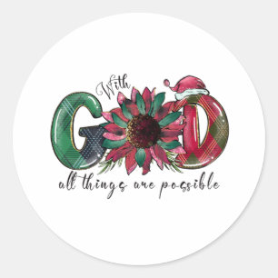 Weihnachten Geschenk mit Gott alles ist möglich Runder Aufkleber
